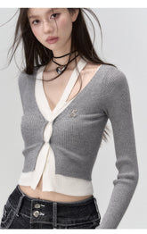 (Final Sale) 2-in-1 Long-sleeve Knitted Cardigan - CHINASQUAD