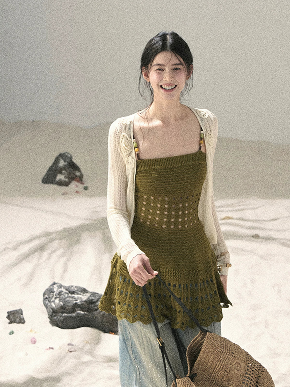 “The Space Between” Open-Shoulder Knit Camisole