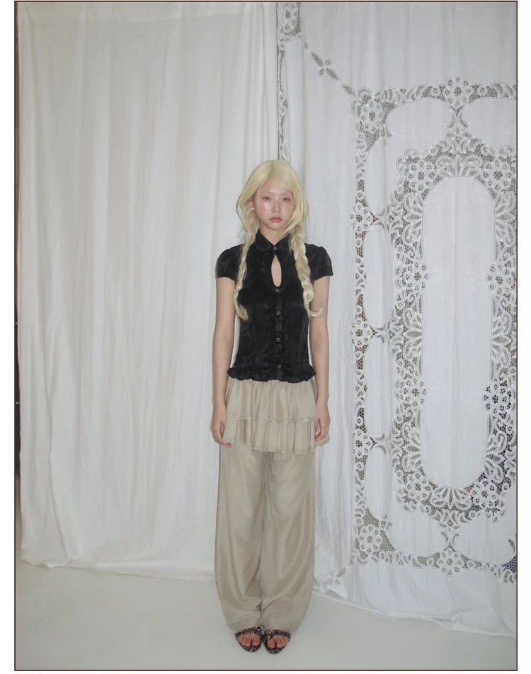 Ruffled Wide Leg Pants
