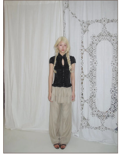 Ruffled Wide Leg Pants
