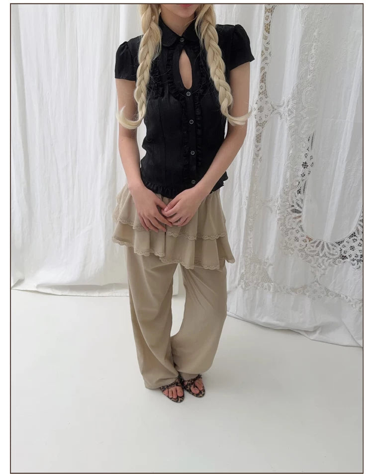 Ruffled Wide Leg Pants
