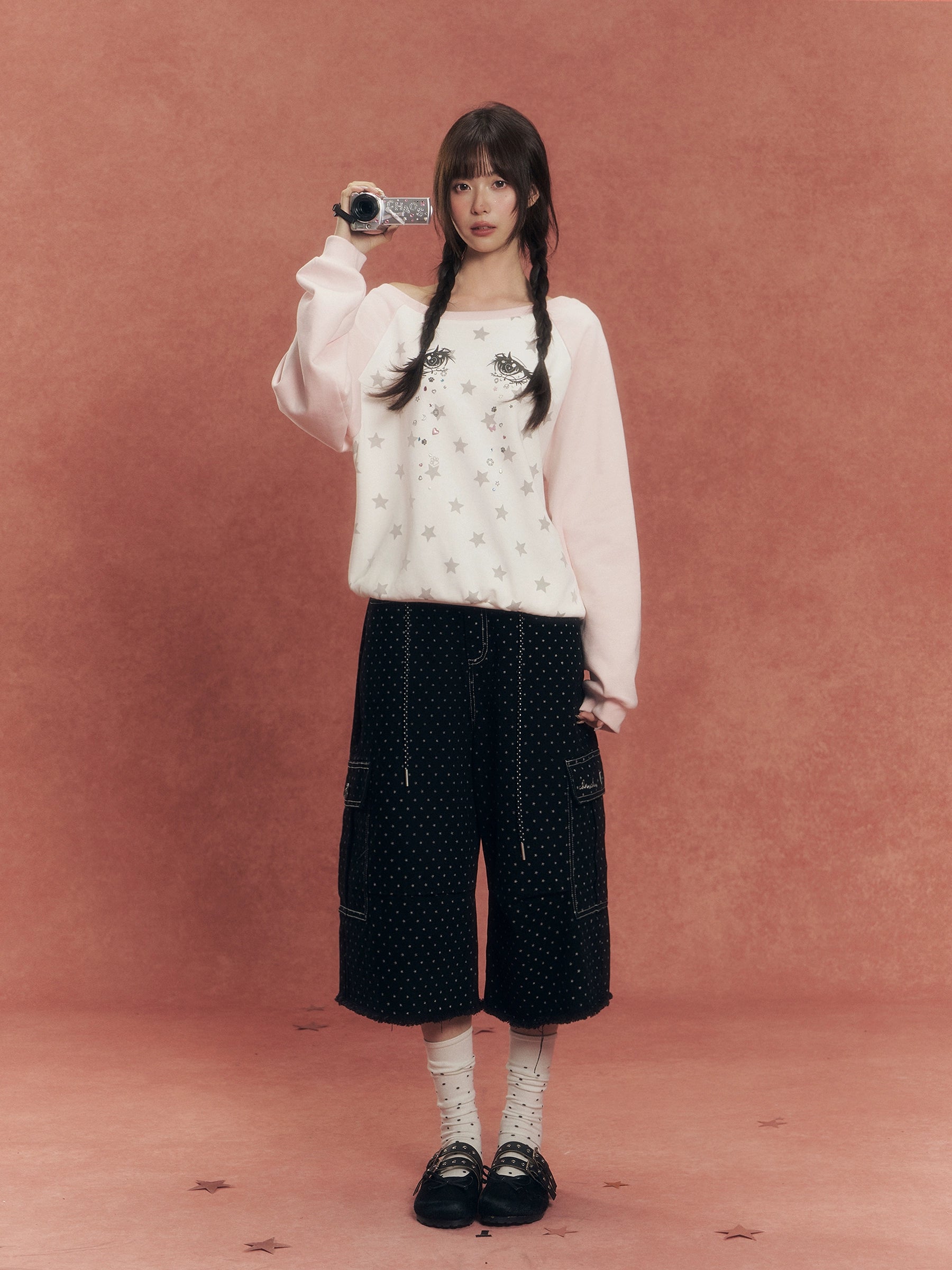 Star Print Raglan Sweatshirt