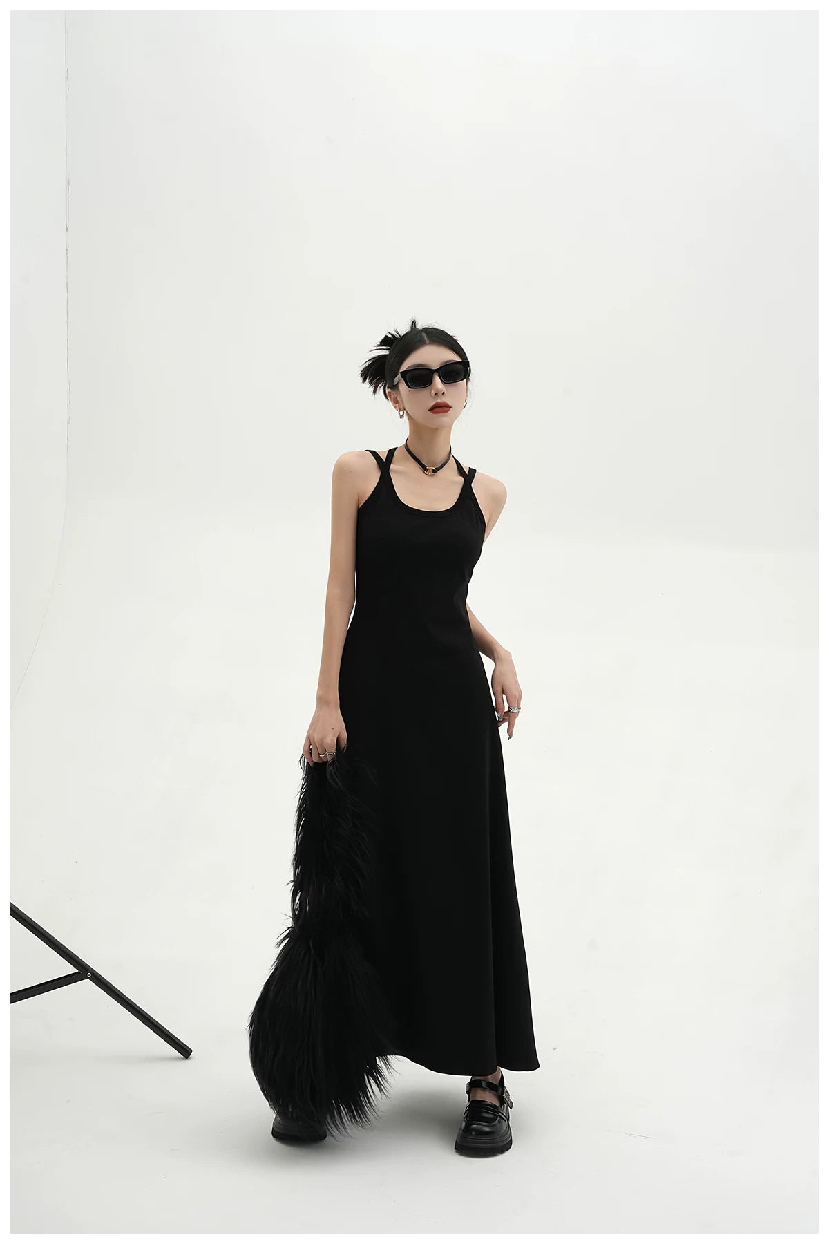 American Street-Style Slim-Fit Camisole Maxi Dress