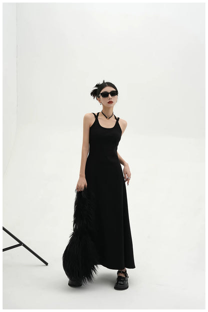 American Street-Style Slim-Fit Camisole Maxi Dress