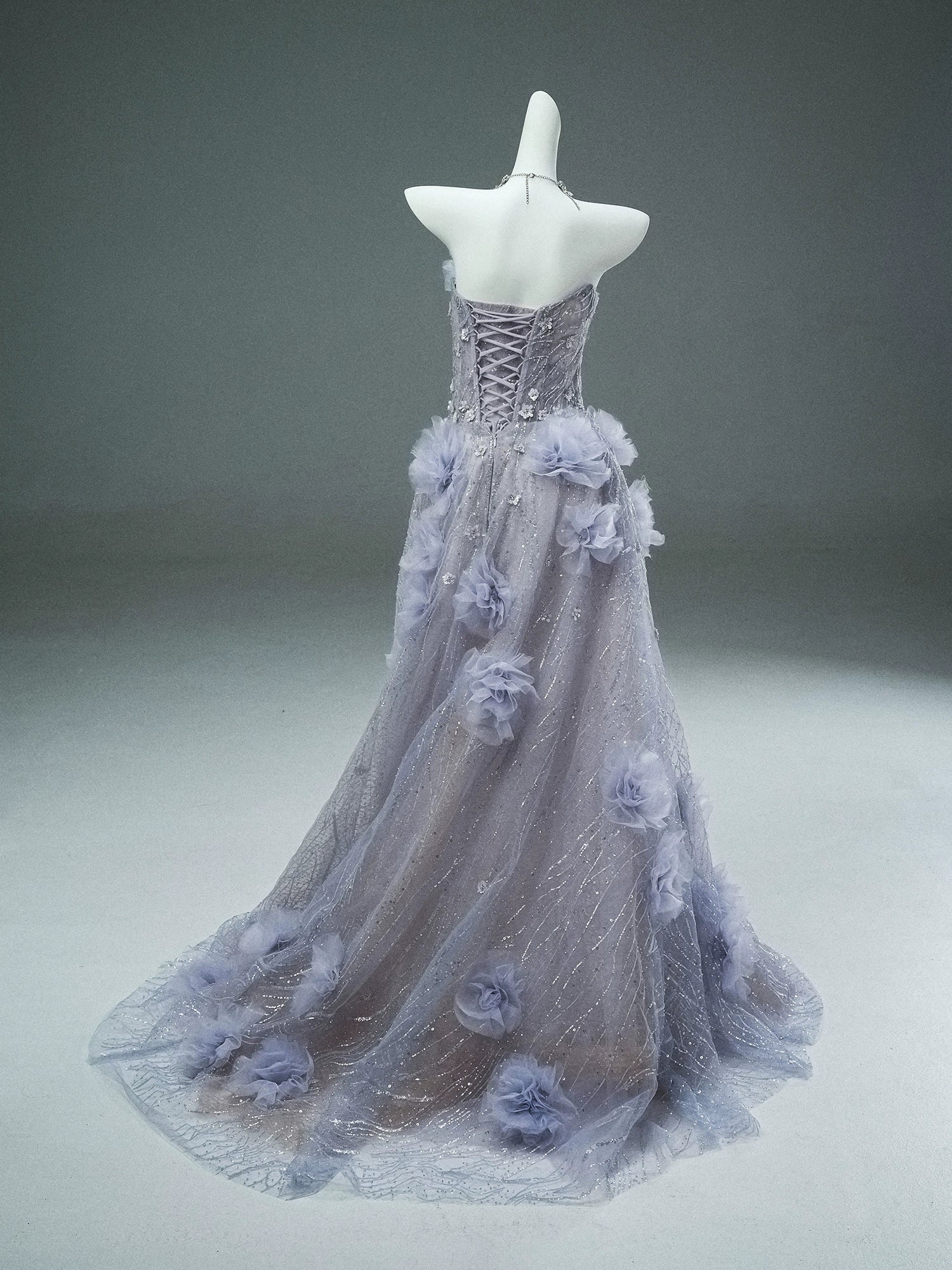 Enchanting Purple Couture Gown with Handcrafted Beading