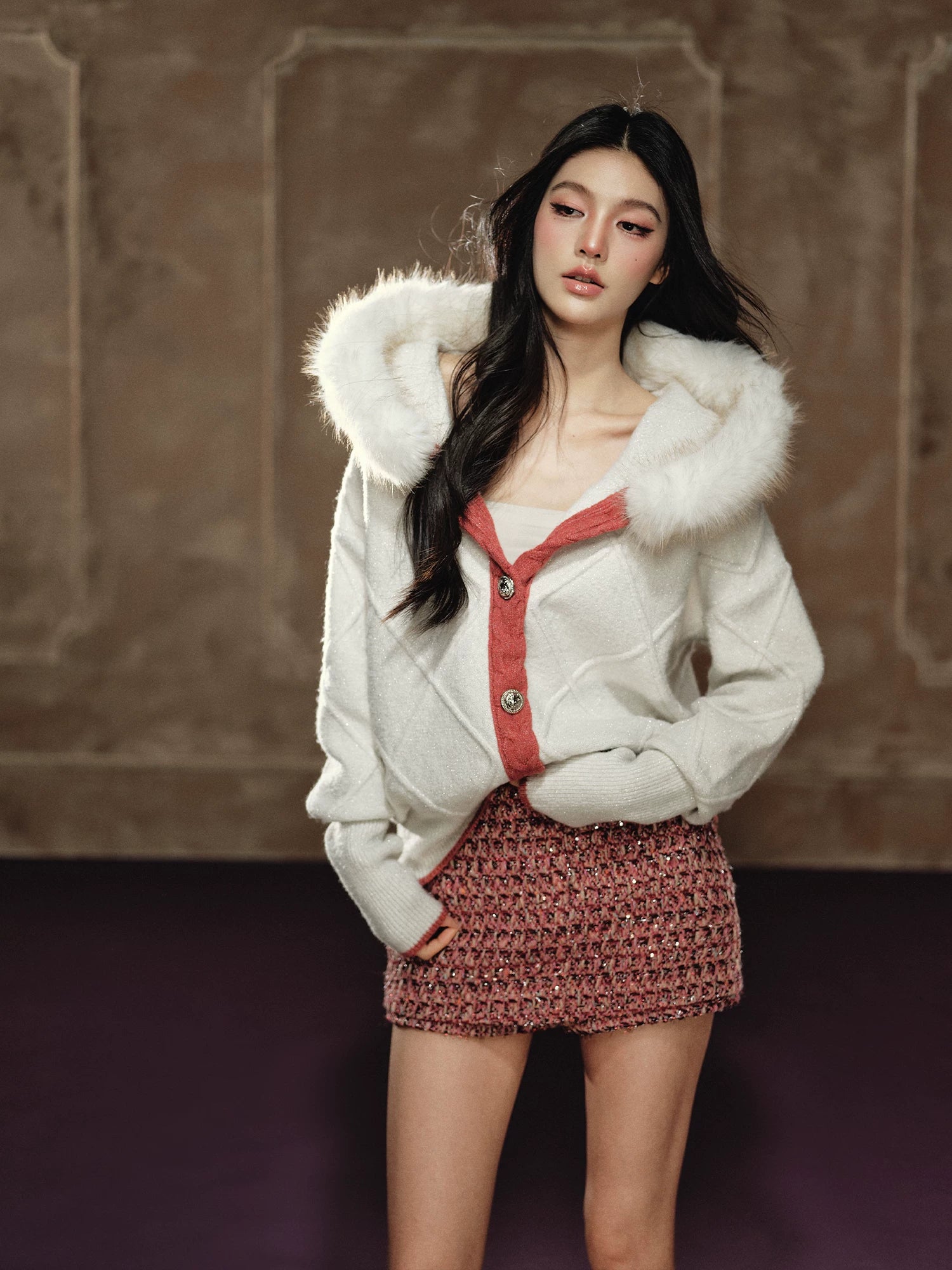 Tweed-Style A-Line Mini Skirt