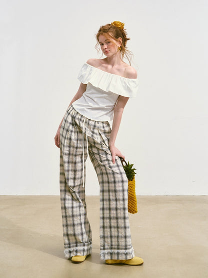 Bubble Check Flap Trousers