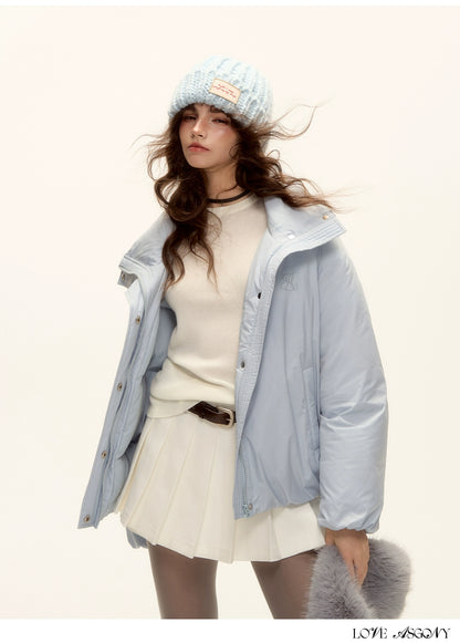 Fur-Collar Short Down Puffer Jacket