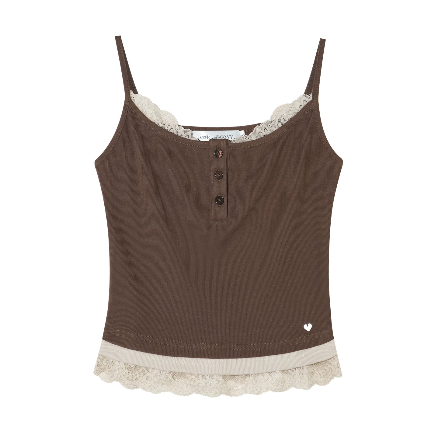 Lace Trim Layered-Effect Contrast Tank Top