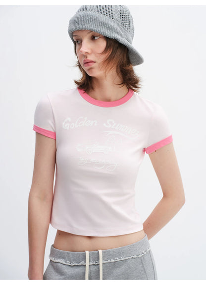 Color-Block Summer Fitted T-Shirt