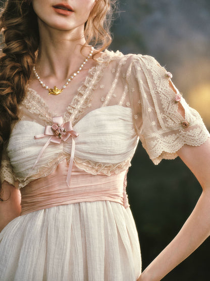 Empire Reverie Textured V-Neck Dress