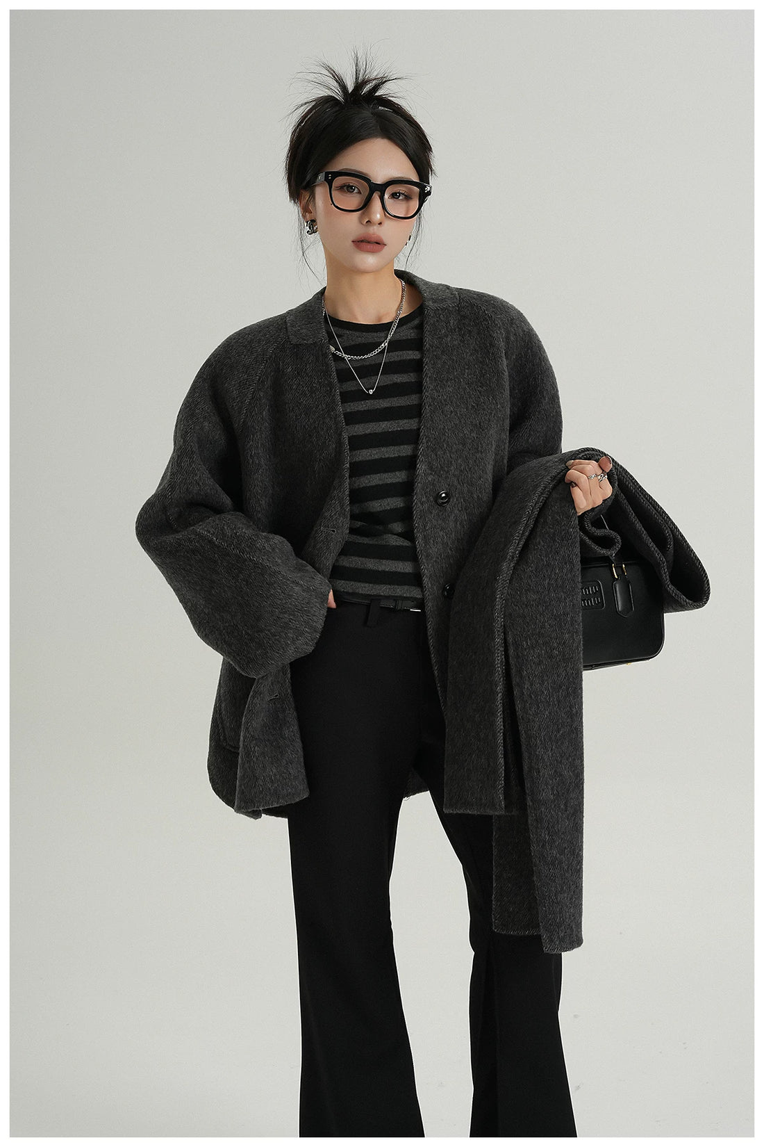 Scarf-Detail Cropped Wool Jacket