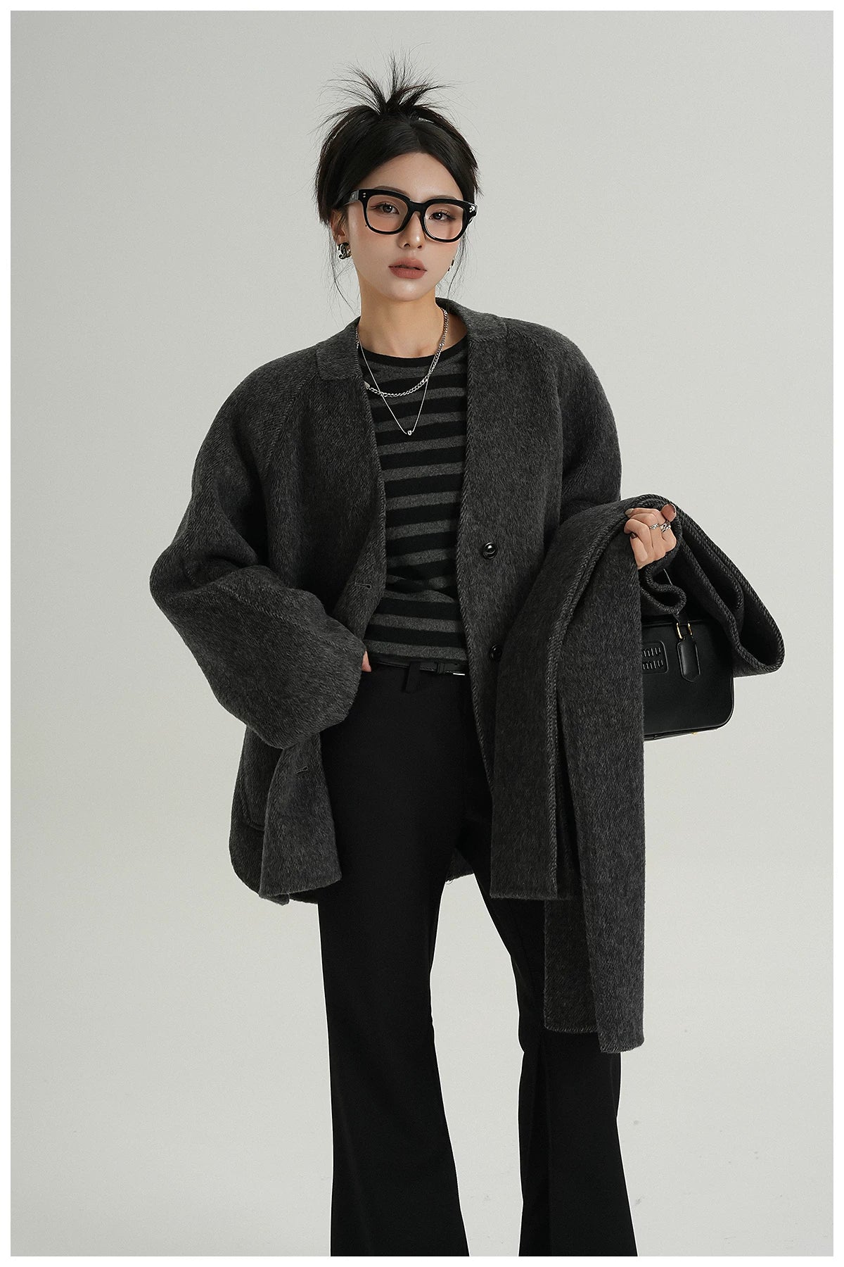 Scarf-Detail Cropped Wool Jacket