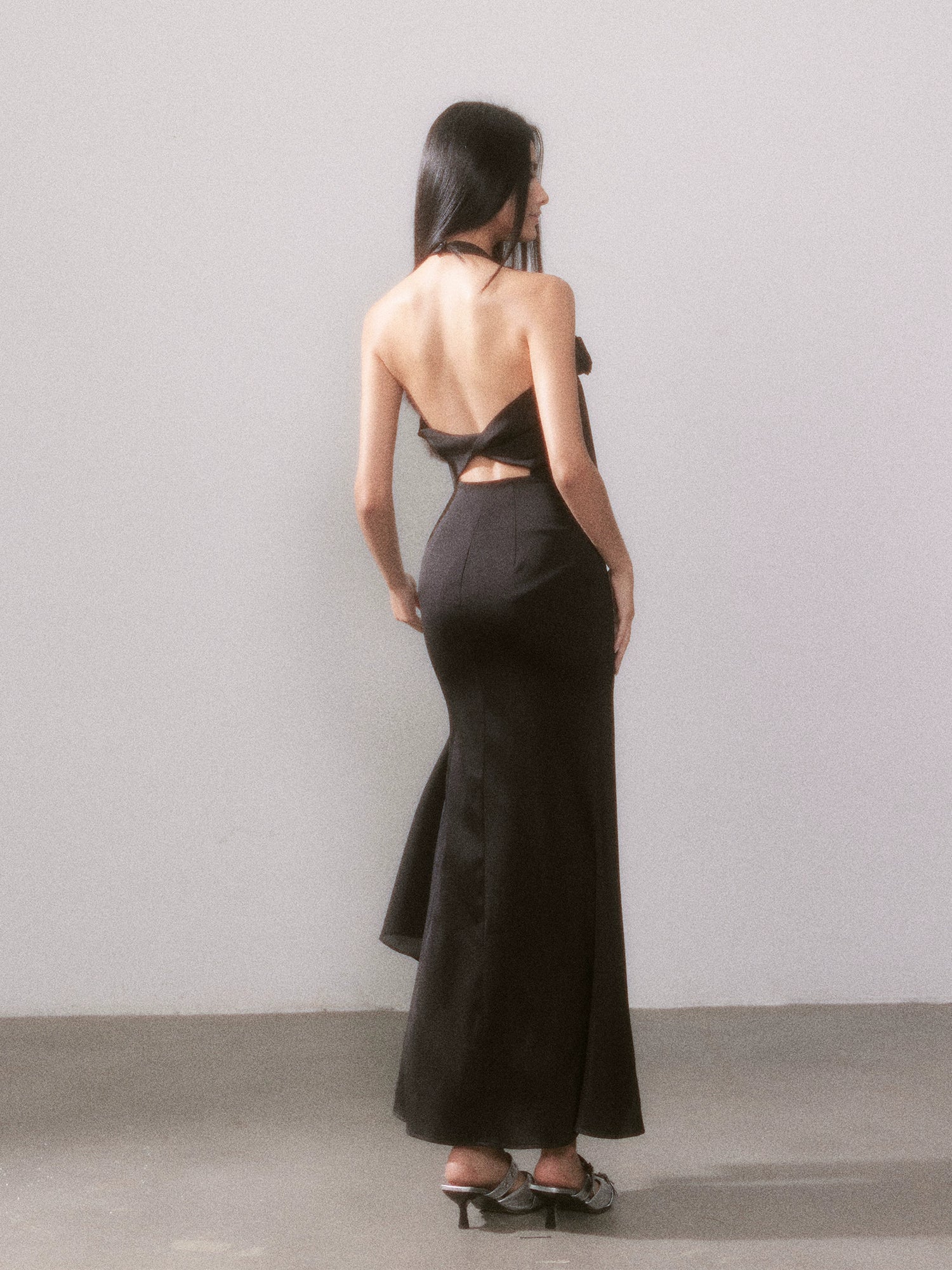 Ouro Shiny Satin Long Dress - CHINASQUAD