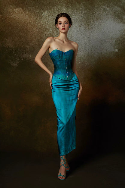 French Costume-Inspired Corset &amp; Satin Mermaid Skirt Set