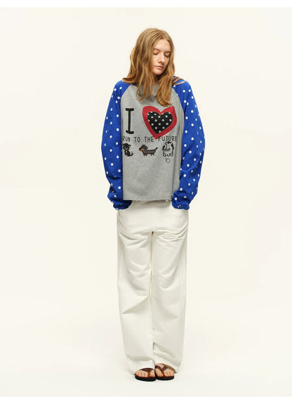 Vintage Heart Contrast Long-Sleeve T-Shirt