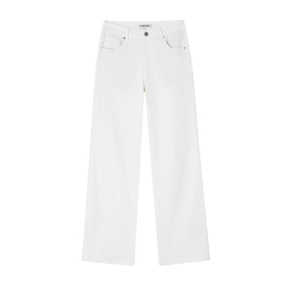 Cloud Stretch Straight-Leg White Denim Jeans