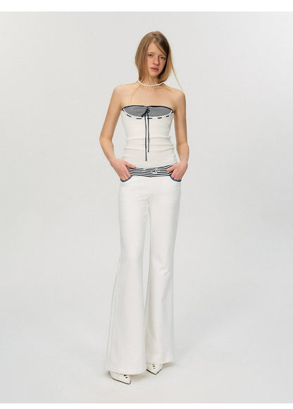 Nautical Stripe Panel Relaxed Flared Pants