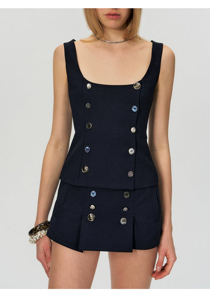 Double-Breasted Tailored Mini Skirt Set NeverMore
