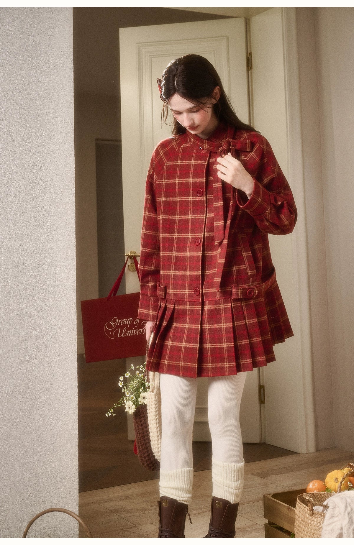 Cosagach Plaid Wool Coat