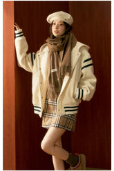 White Hooded Baseball Jacket - CHINASQUAD