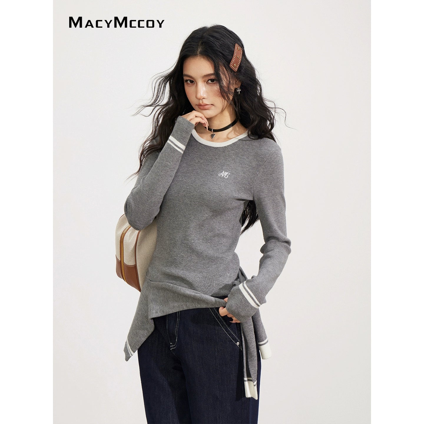 Knit Cape Two-Piece Blouse