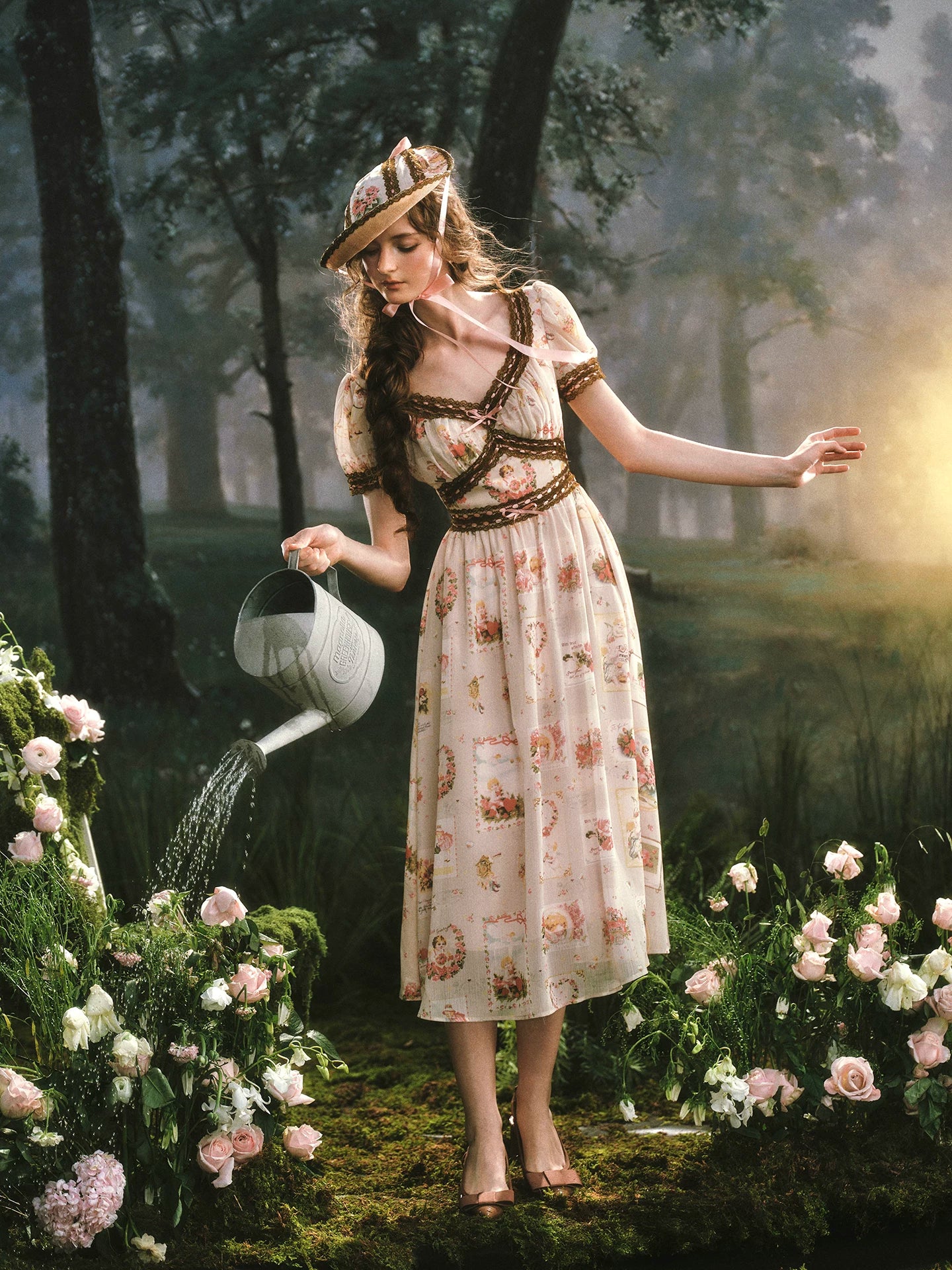 Pastoral Reverie Lace Floral Dress