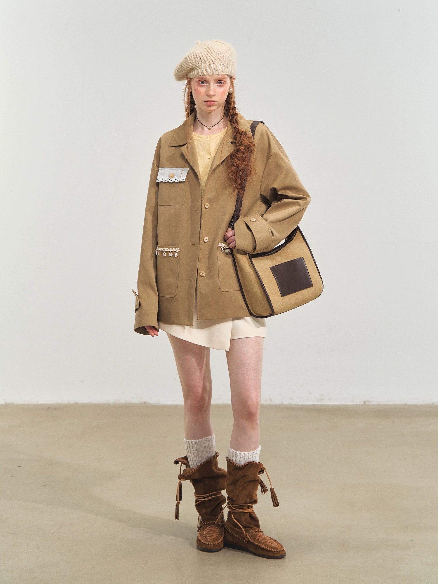Tassel Drop-Shoulder Oversized Jacket