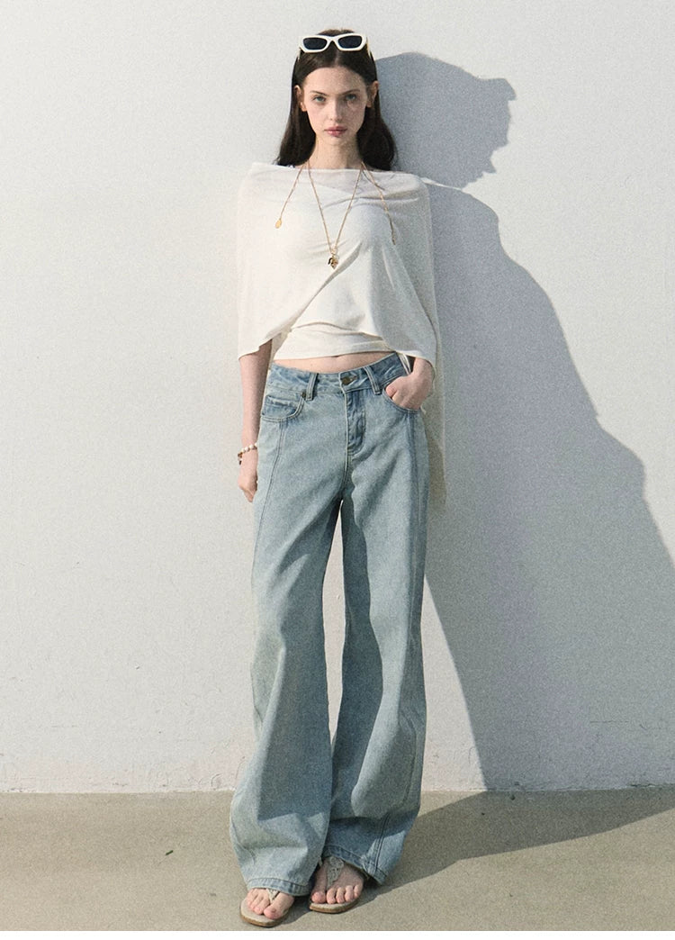 White Jade Asymmetric Draped T-Shirt