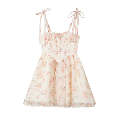 Pink Rose Floral Bow Dress