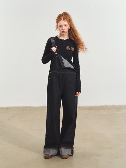 Raw Denim Cuffed Overalls - CHINASQUAD