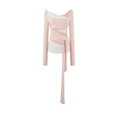 Layered Mesh-Knit Asymmetric Slim-Fit T-Shirt