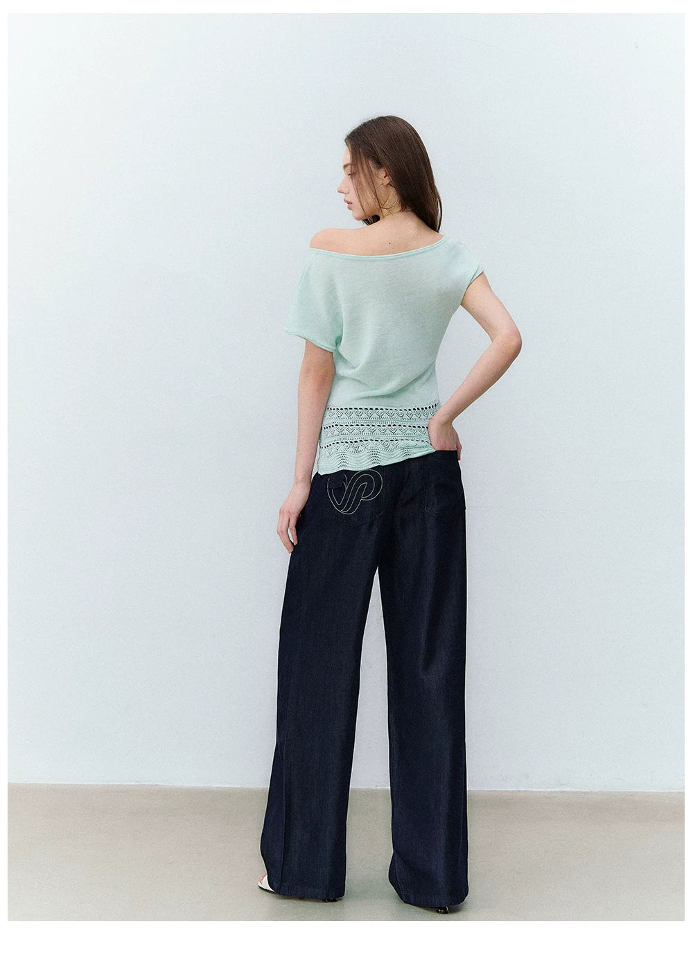 Asymmetric One-Shoulder Linen Knit Top