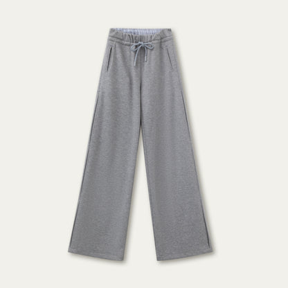 Plaid-Waist Straight Wool Trousers