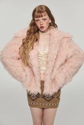 Furry Long Collar Faux Fur Coat - CHINASQUAD