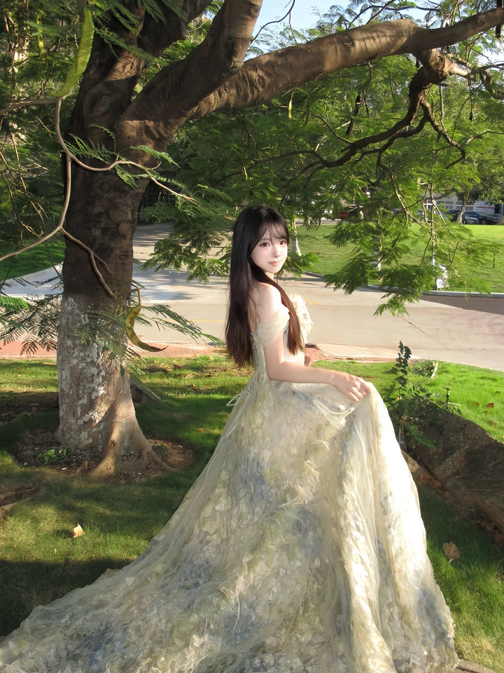 Coral Whisper Ethereal Tulle Couture Gown