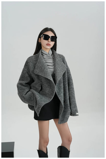 Double-Faced Wool Cape Jacket