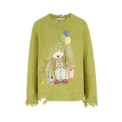 Illustrated Crewneck Knit Sweater