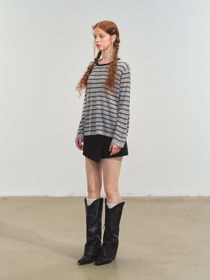 Retro Stripe Versatile Knit T-Shirt