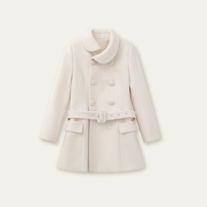 Wool Blend Double-Breasted Midi Coat