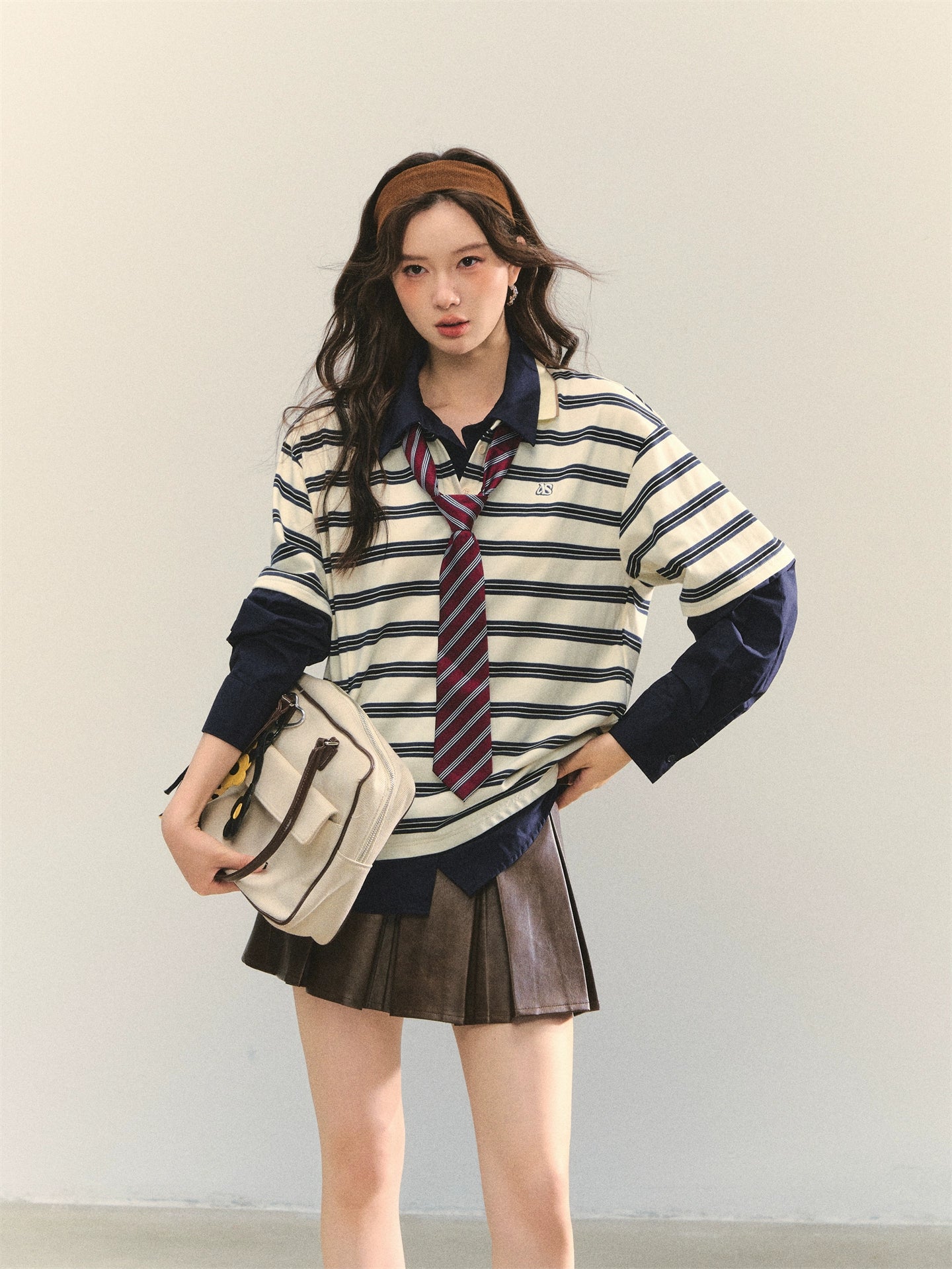 Stripe Fake Two-Piece Polos