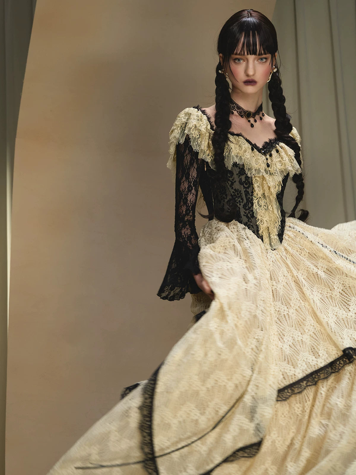 LaceMade Wednesday Vintage Corset Waist Evening Dress – CHINASQUAD