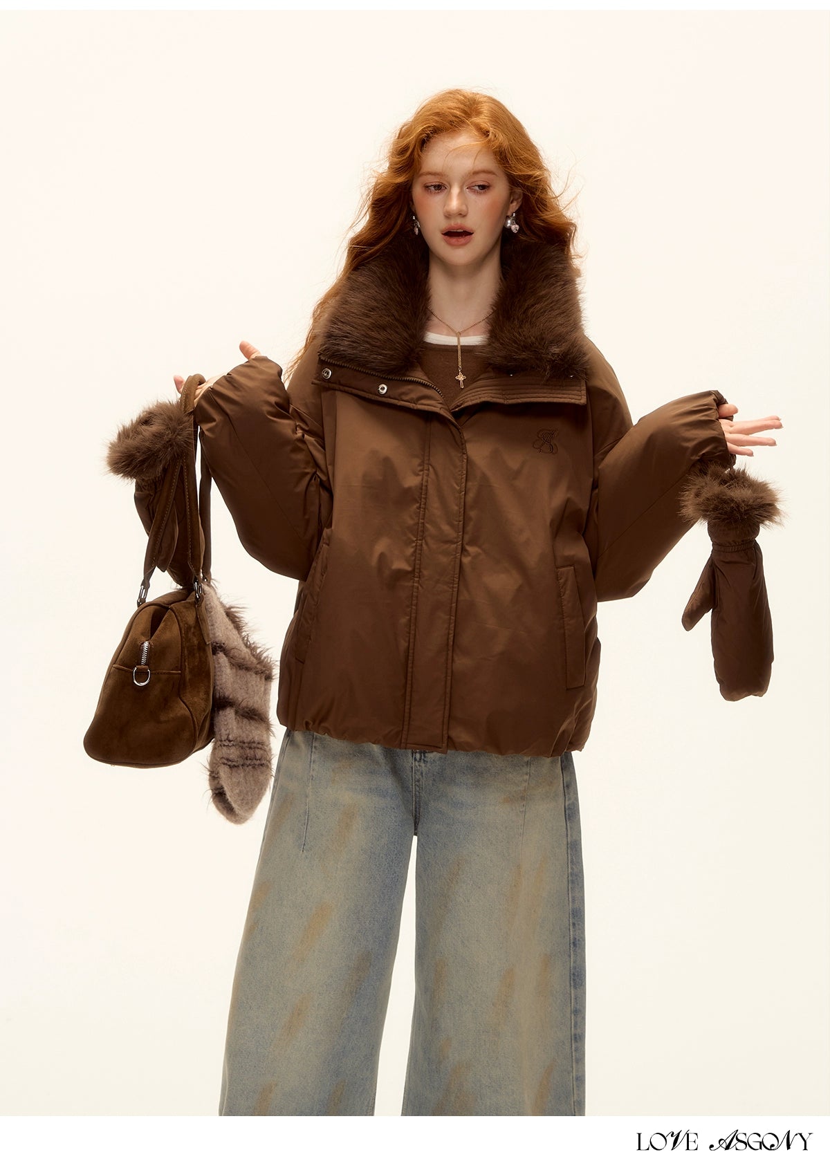 Fur-Collar Short Down Puffer Jacket