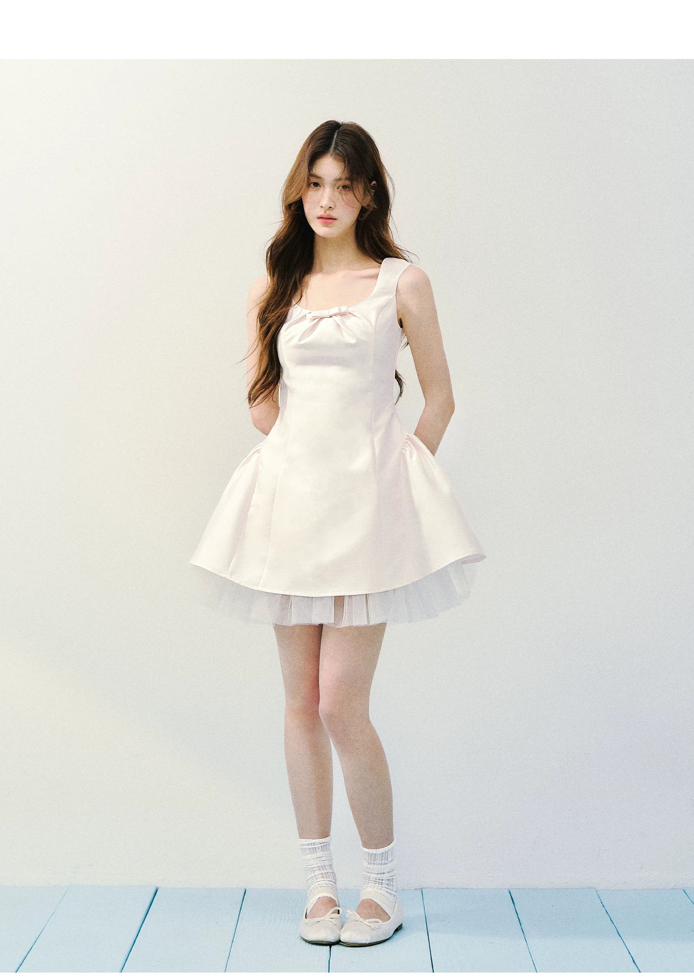 Blush Satin Princess Bubble Hem Dress