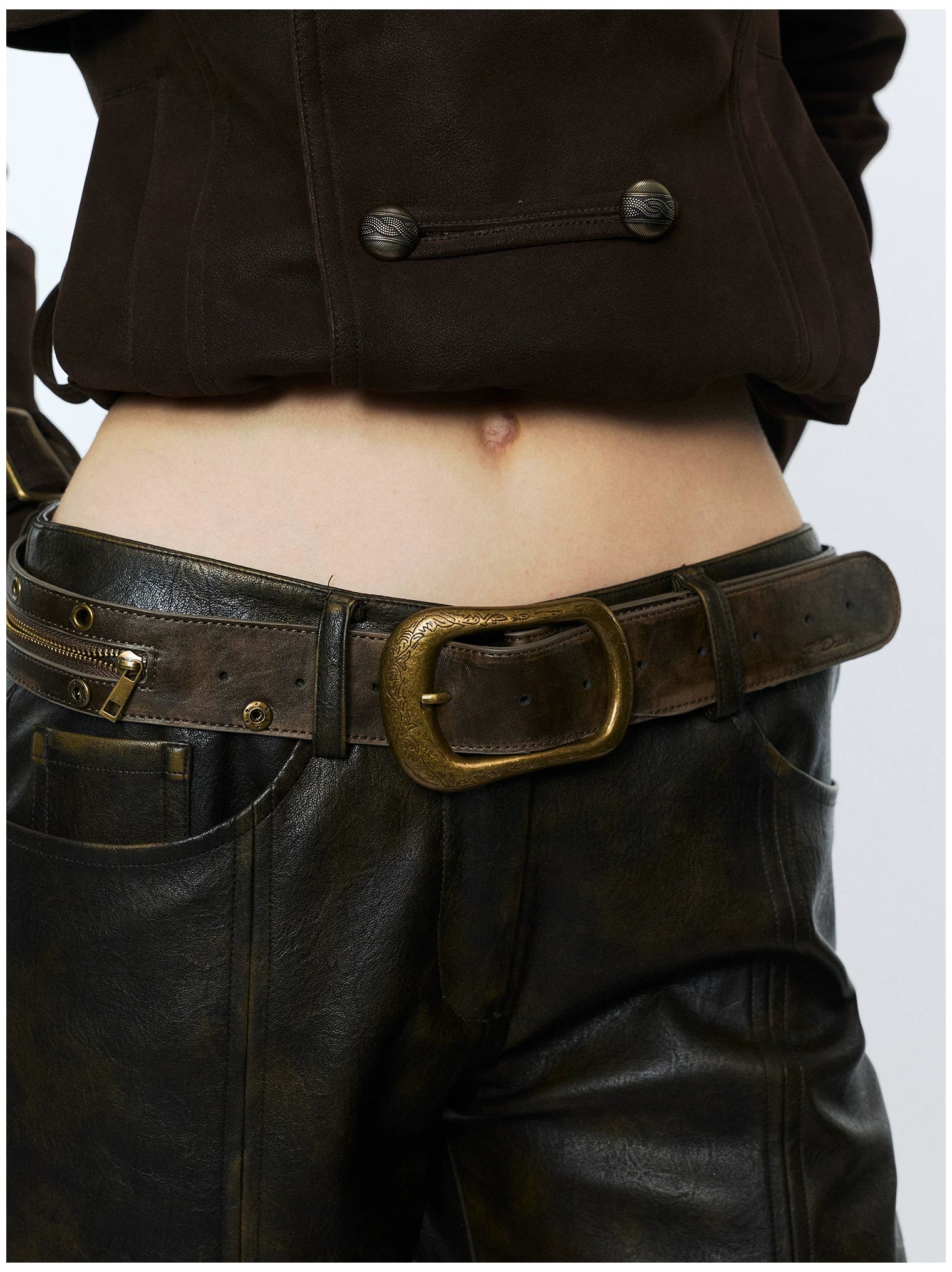 Vintage Detachable Buckle Zip Waist Bag Belt