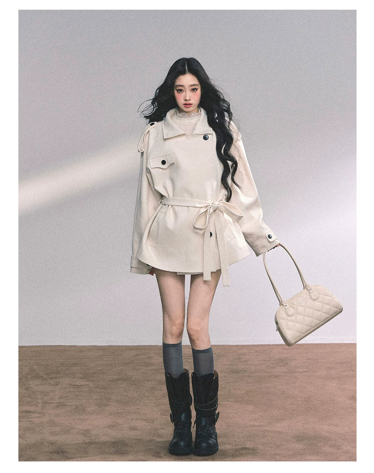 French British-Style Relaxed Wool Coat