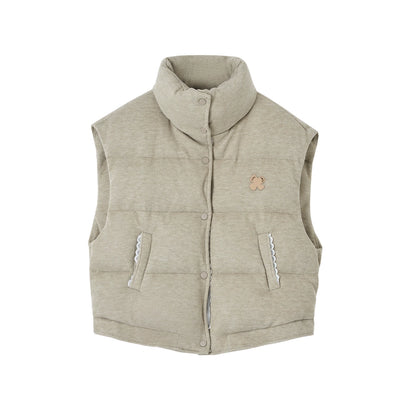 Lace-Paneled Stand-Collar Puffer Vest
