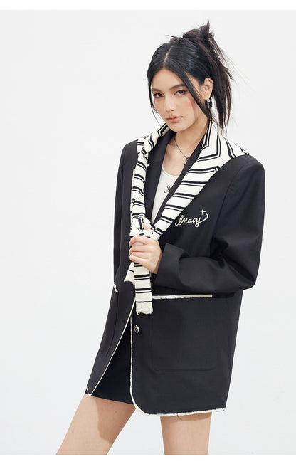 Contrast Fringe Blazer