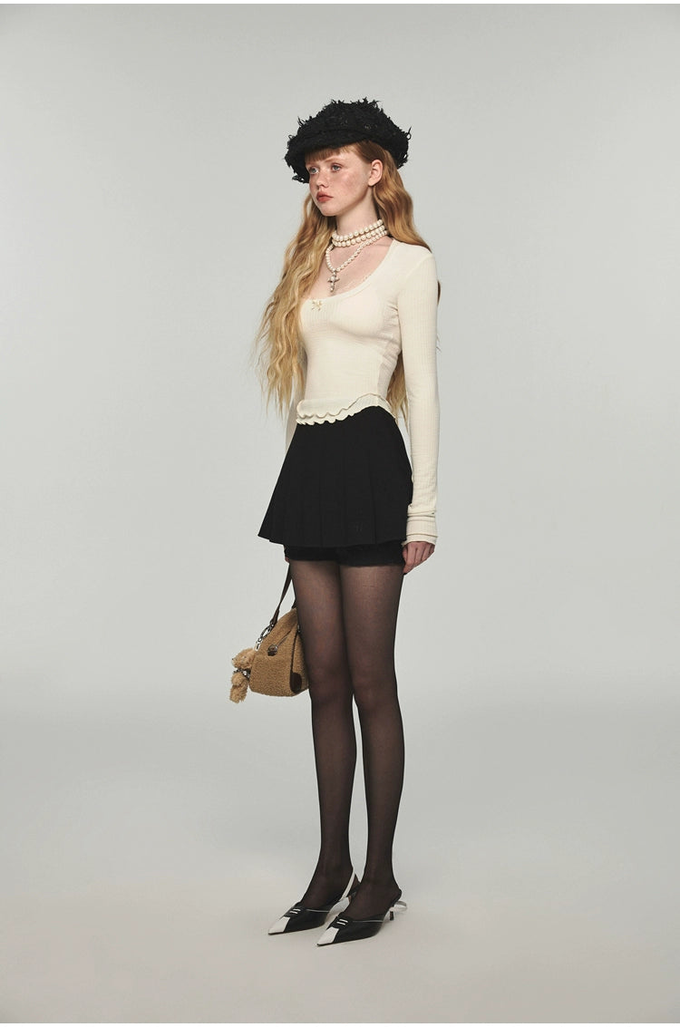 High-waisted Ruffled Pleated  A-line  Mini Skirt - CHINASQUAD