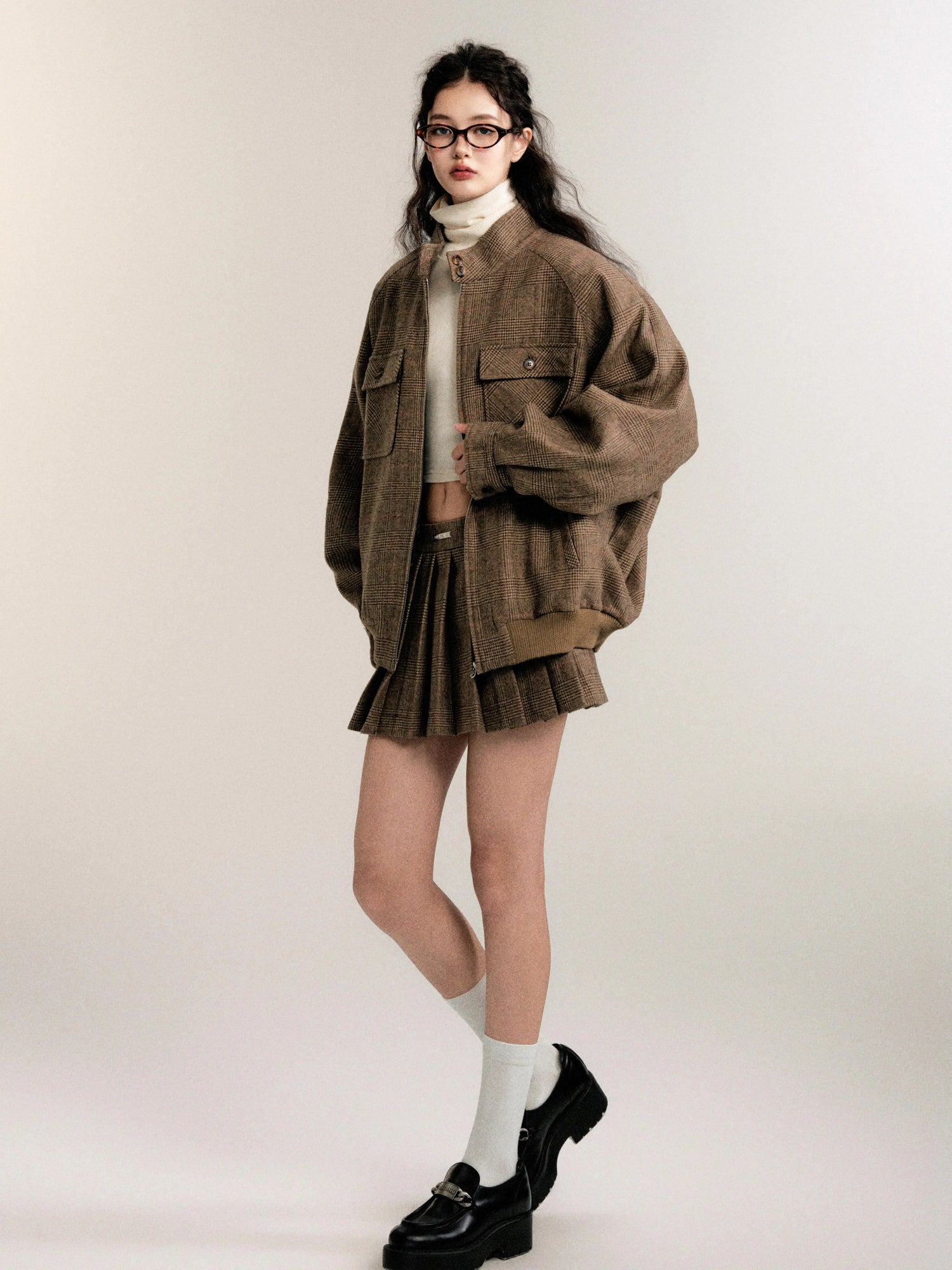 Vintage Collegiate Wool Jacket &amp; Mini Skirt Set